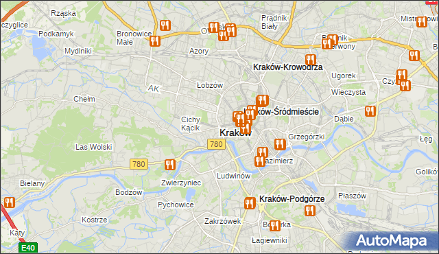 mapa Krakowa, Kraków na mapie Targeo