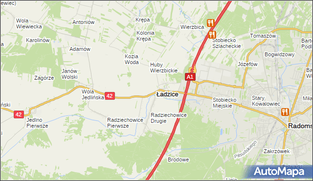 mapa Ładzice, Ładzice na mapie Targeo