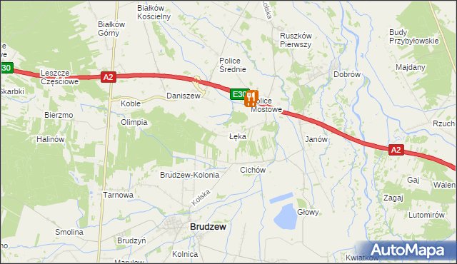 mapa Łęka gmina Kościelec, Łęka gmina Kościelec na mapie Targeo