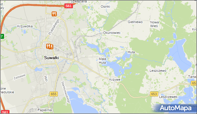mapa Mała Huta gmina Suwałki, Mała Huta gmina Suwałki na mapie Targeo