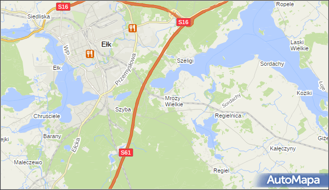 mapa Mrozy Wielkie, Mrozy Wielkie na mapie Targeo