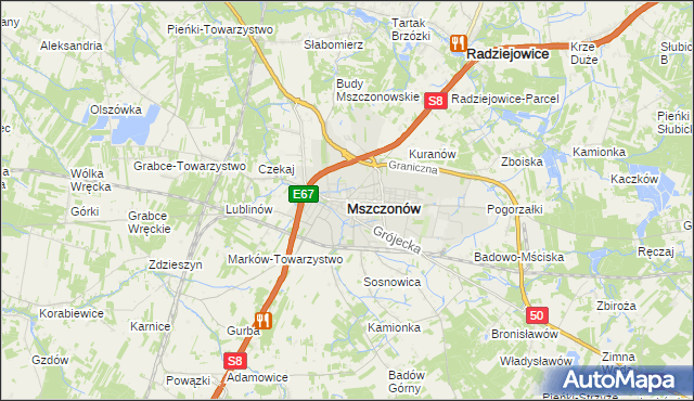 mapa Mszczonów, Mszczonów na mapie Targeo