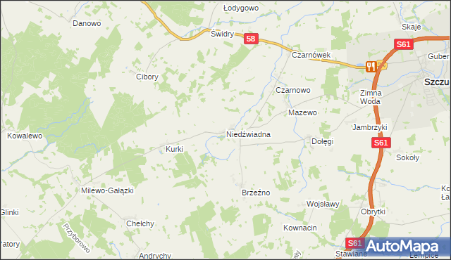 mapa Niedźwiadna, Niedźwiadna na mapie Targeo