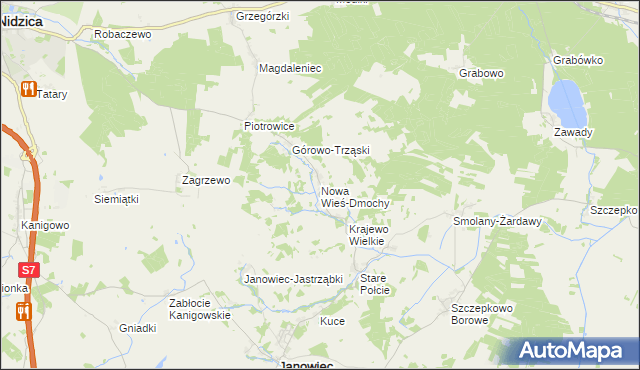 mapa Nowa Wieś-Dmochy, Nowa Wieś-Dmochy na mapie Targeo