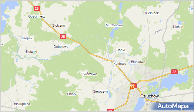 mapa Nowosiółki gmina Człuchów, Nowosiółki gmina Człuchów na mapie Targeo