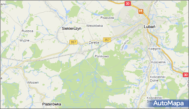 mapa Ponikowo, Ponikowo na mapie Targeo