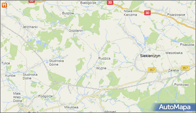mapa Rudzica gmina Siekierczyn, Rudzica gmina Siekierczyn na mapie Targeo