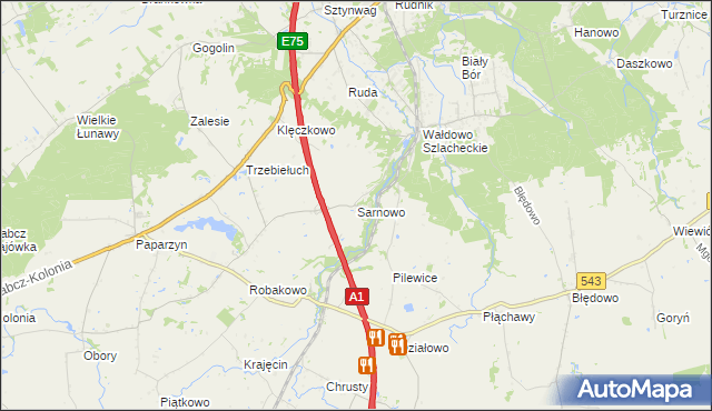 mapa Sarnowo gmina Stolno, Sarnowo gmina Stolno na mapie Targeo