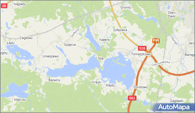 mapa Siła, Siła na mapie Targeo