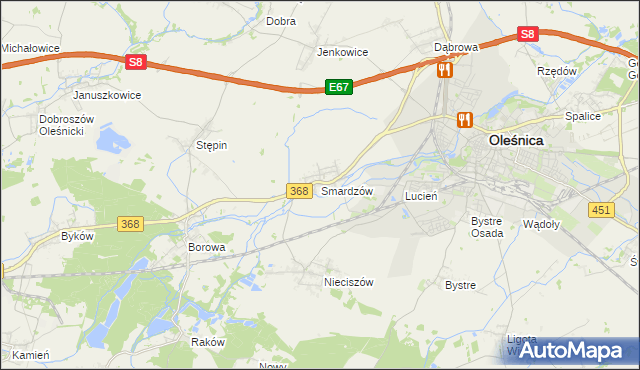 mapa Smardzów gmina Oleśnica, Smardzów gmina Oleśnica na mapie Targeo