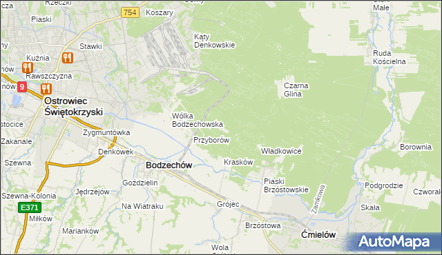 mapa Sowia Góra gmina Bodzechów, Sowia Góra gmina Bodzechów na mapie Targeo