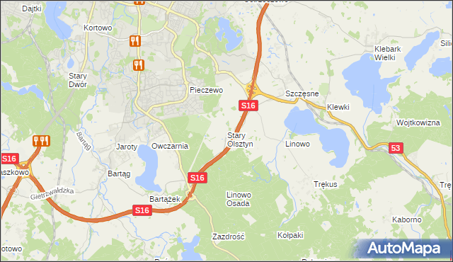 mapa Stary Olsztyn, Stary Olsztyn na mapie Targeo