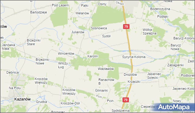 mapa Wacławów Gajówka, Wacławów Gajówka na mapie Targeo