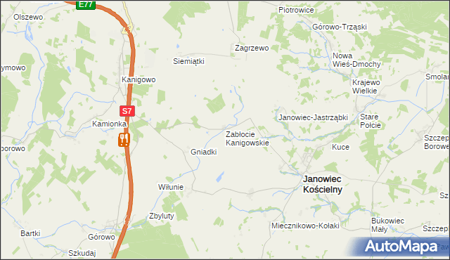 mapa Zabłocie Kanigowskie, Zabłocie Kanigowskie na mapie Targeo