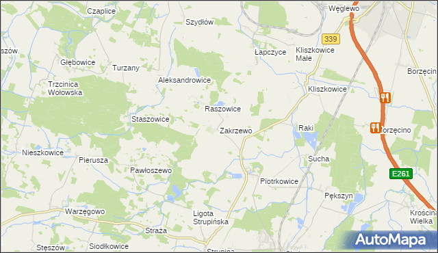 mapa Zakrzewo gmina Prusice, Zakrzewo gmina Prusice na mapie Targeo