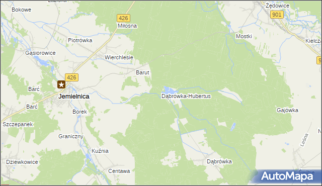mapa Dąbrówka-Hubertus, Dąbrówka-Hubertus na mapie Targeo