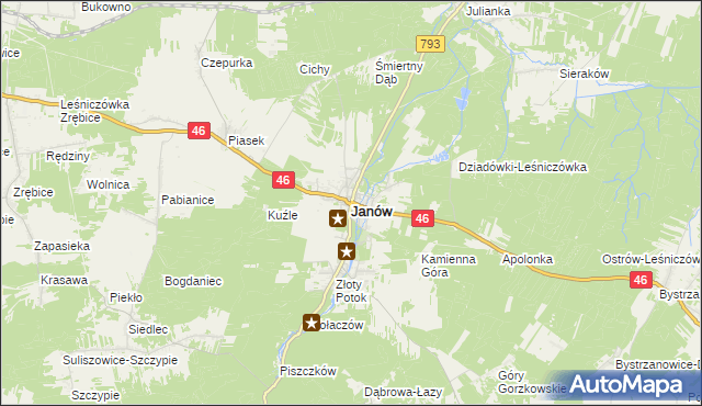 mapa Janów powiat częstochowski, Janów powiat częstochowski na mapie Targeo