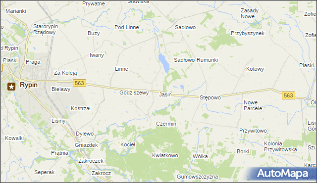 mapa Jasin gmina Rypin, Jasin gmina Rypin na mapie Targeo