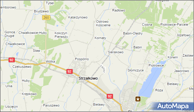 mapa Kornaty-Huby, Kornaty-Huby na mapie Targeo