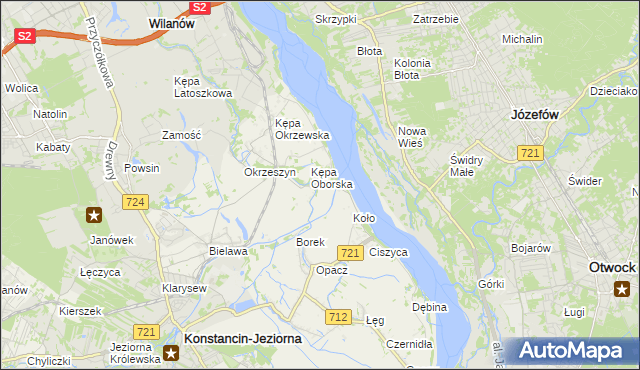mapa Obórki gmina Konstancin-Jeziorna, Obórki gmina Konstancin-Jeziorna na mapie Targeo