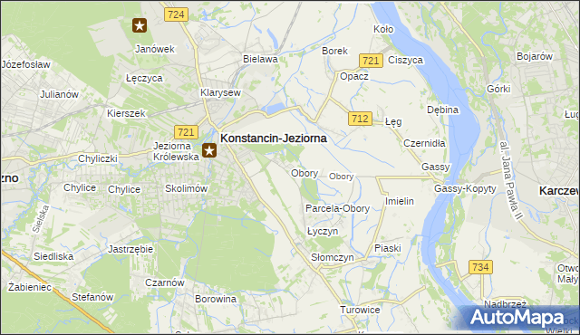 mapa Obory gmina Konstancin-Jeziorna, Obory gmina Konstancin-Jeziorna na mapie Targeo