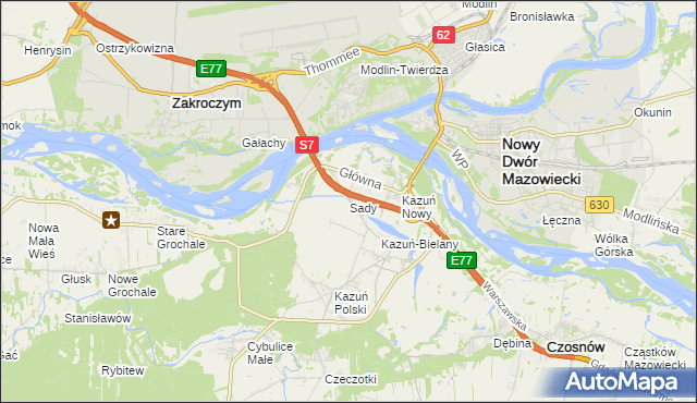 mapa Sady gmina Czosnów, Sady gmina Czosnów na mapie Targeo