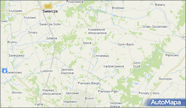 mapa Chmielewo gmina Świercze, Chmielewo gmina Świercze na mapie Targeo