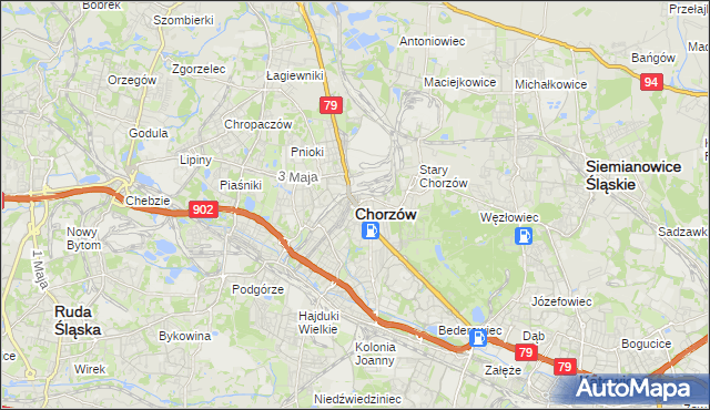 mapa Chorzów, Chorzów na mapie Targeo