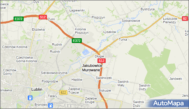 mapa Długie gmina Wólka, Długie gmina Wólka na mapie Targeo