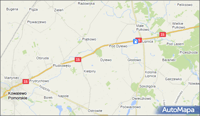mapa Dylewo gmina Kowalewo Pomorskie, Dylewo gmina Kowalewo Pomorskie na mapie Targeo