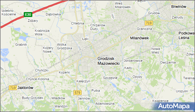 mapa Grodzisk Mazowiecki, Grodzisk Mazowiecki na mapie Targeo