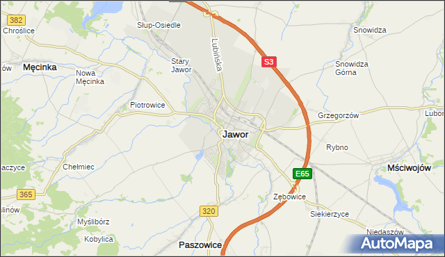 mapa Jawor, Jawor na mapie Targeo