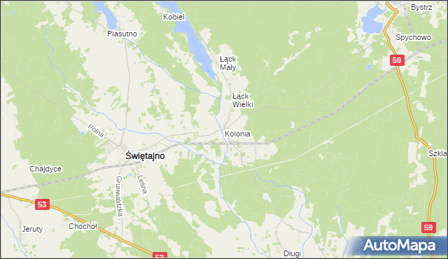 mapa Kolonia gmina Świętajno, Kolonia gmina Świętajno na mapie Targeo