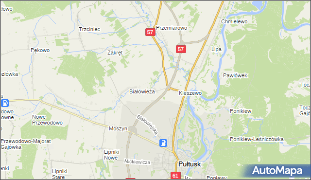 mapa Olszak gmina Pułtusk, Olszak gmina Pułtusk na mapie Targeo