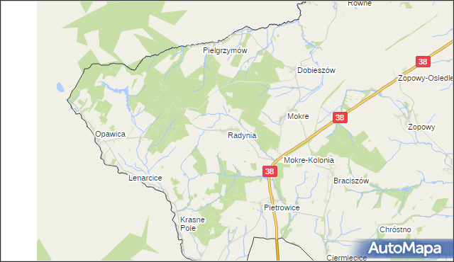 mapa Radynia, Radynia na mapie Targeo