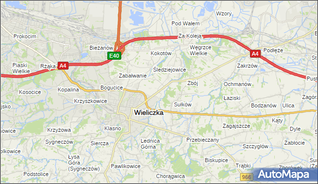 mapa Zabawa gmina Wieliczka, Zabawa gmina Wieliczka na mapie Targeo