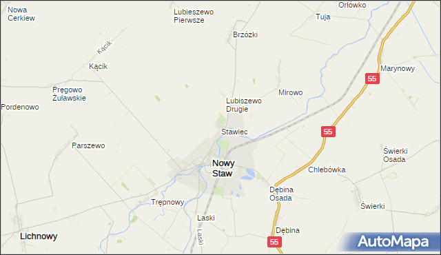 mapa Stawiec gmina Nowy Staw, Stawiec gmina Nowy Staw na mapie Targeo
