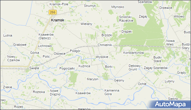 mapa Wysokie gmina Kramsk, Wysokie gmina Kramsk na mapie Targeo