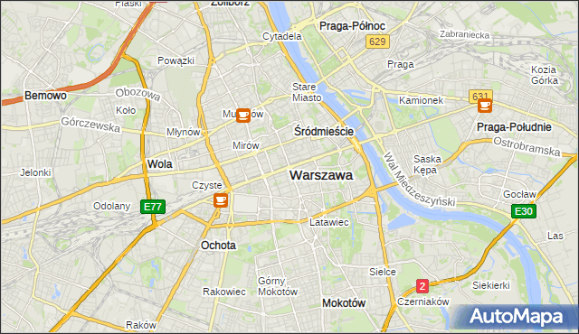 mapa Warszawy, Warszawa na mapie Targeo