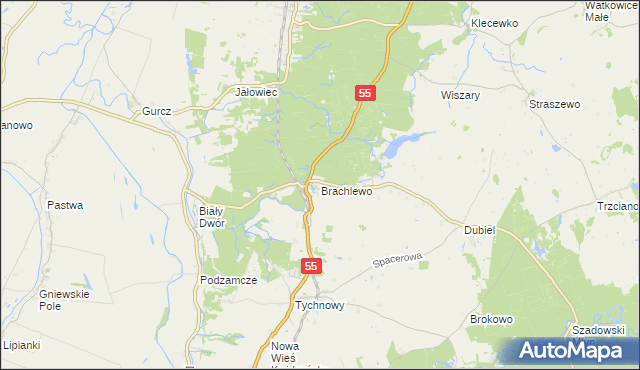 mapa Brachlewo, Brachlewo na mapie Targeo