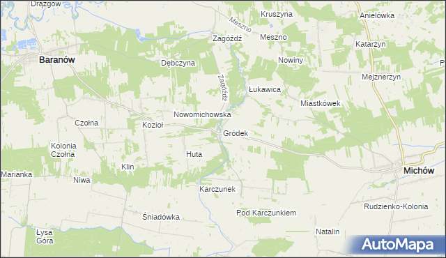 mapa Gródek gmina Baranów, Gródek gmina Baranów na mapie Targeo