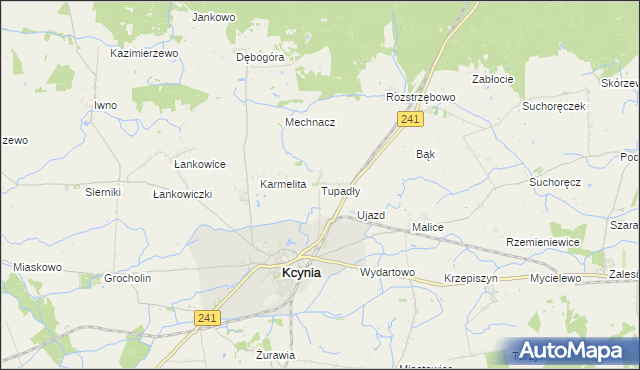 mapa Tupadły gmina Kcynia, Tupadły gmina Kcynia na mapie Targeo