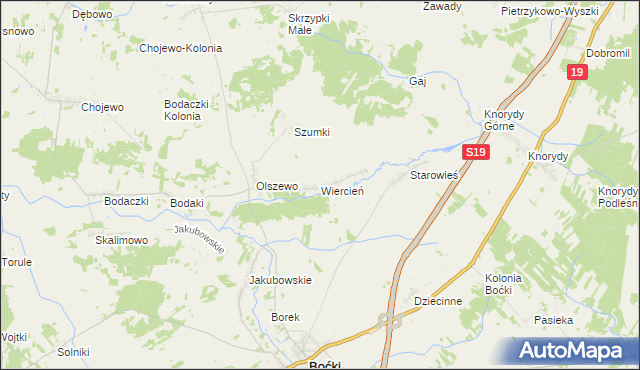mapa Wiercień gmina Boćki, Wiercień gmina Boćki na mapie Targeo