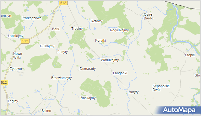 mapa Wodukajmy, Wodukajmy na mapie Targeo