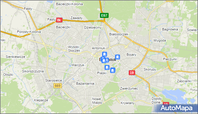 mapa Białegostoku, Białystok na mapie Targeo