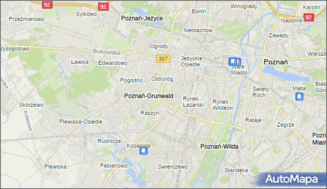 mapa Łazarz gmina Poznań, Łazarz gmina Poznań na mapie Targeo