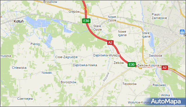 mapa Dąbrówka-Wyłazy, Dąbrówka-Wyłazy na mapie Targeo