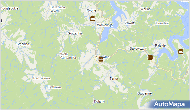 mapa Bukowiec gmina Solina, Bukowiec gmina Solina na mapie Targeo