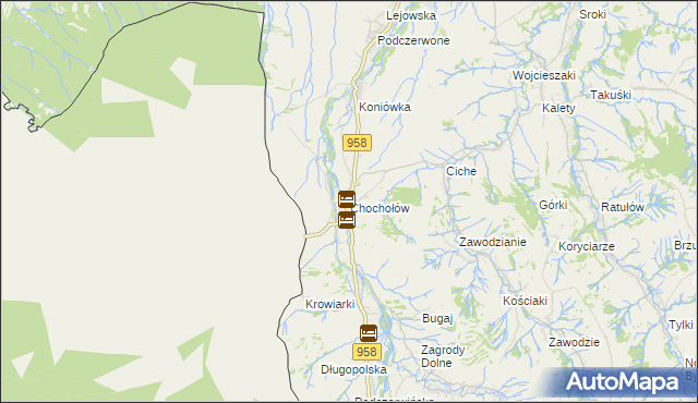 mapa Chochołów gmina Czarny Dunajec, Chochołów gmina Czarny Dunajec na mapie Targeo