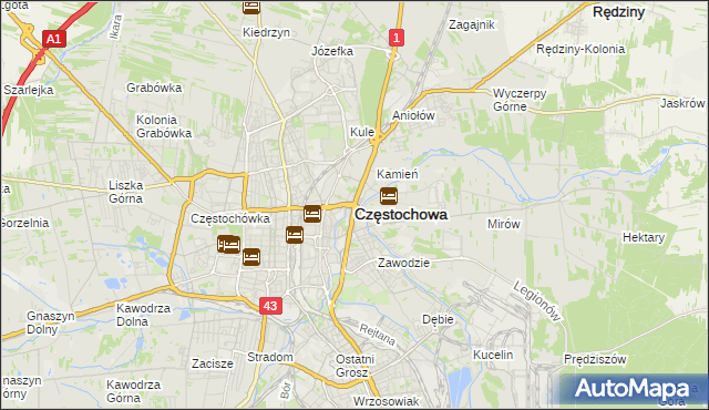 mapa Częstochowy, Częstochowa na mapie Targeo